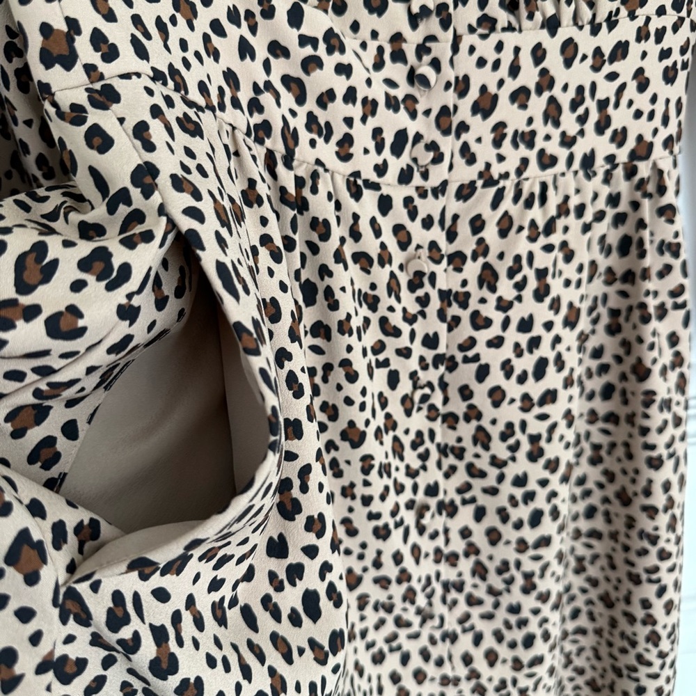 J.Crew Leopard Print A-Line Midi Dress Camel Long Sleeve Size 0 - Picture 8 of 9